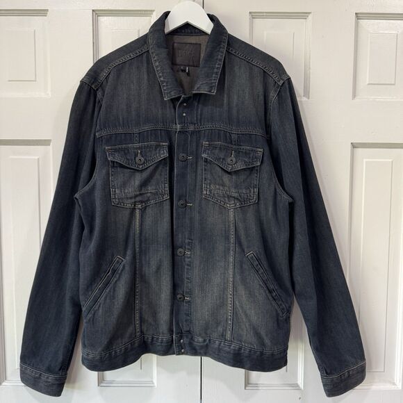 Paige Scout Denim Jacket Men's Large Dark Blue Wash Lightweight Grunge Casual - Picture 2 of 13
